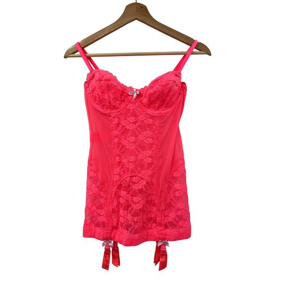 Victoria's Secret 2014 hot pink corset slip lingerie - Picture 1 of 4